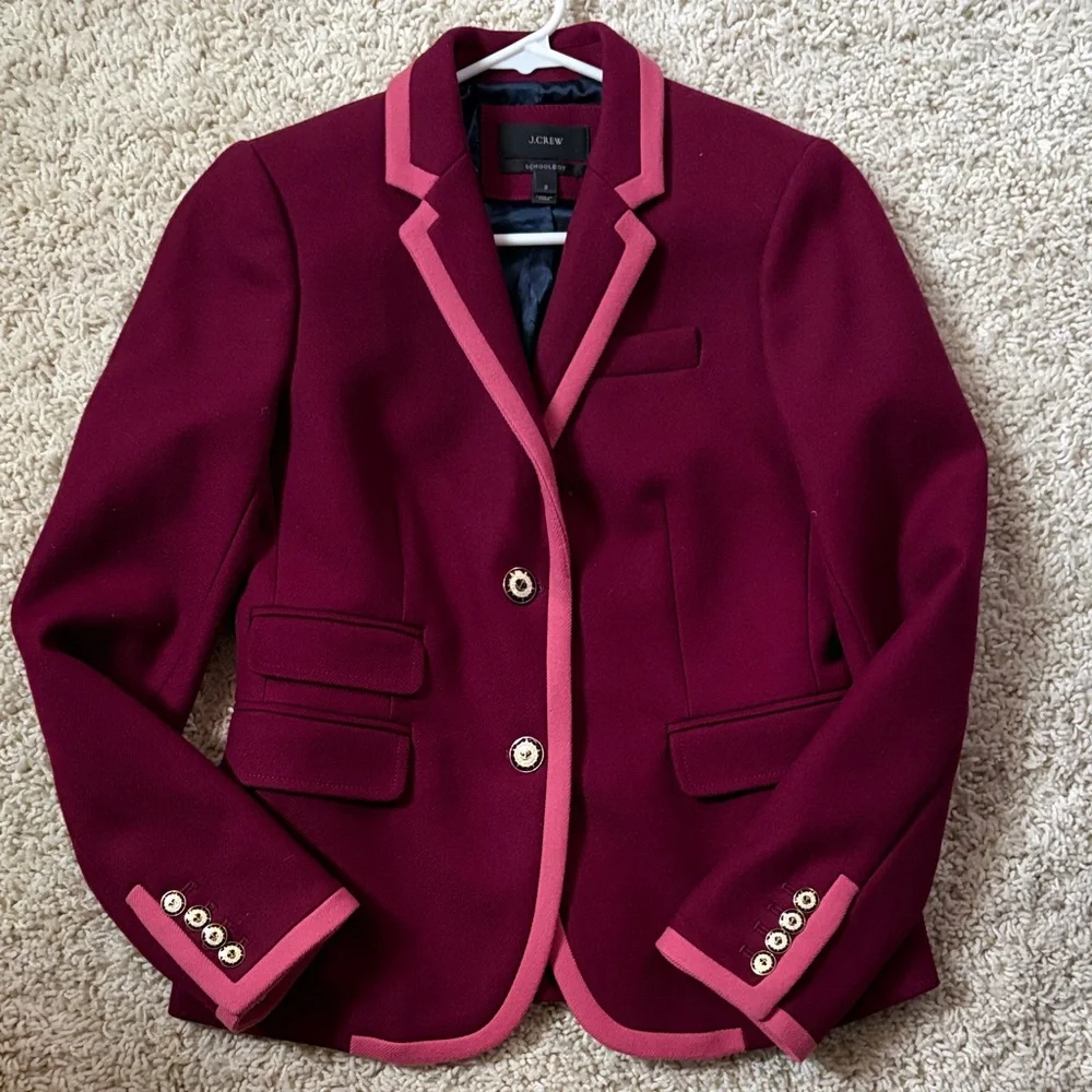 J.Crew double Serge wool schoolboy jacket with piping 2 - Picture 1 of 4